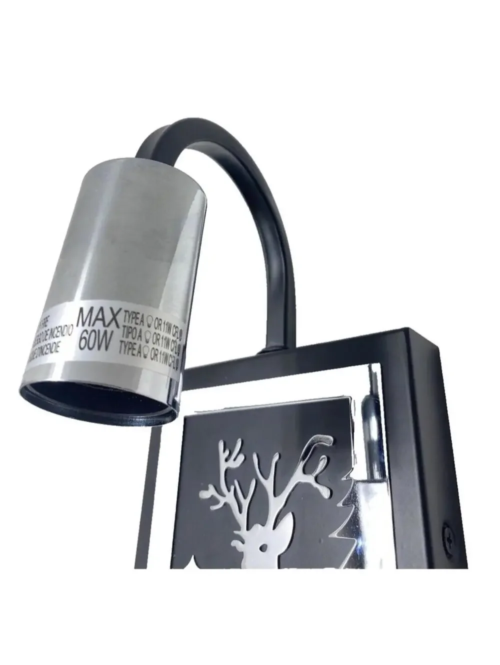 Deer Wall Mounted Cabin Cottage Light Brand New As Is Silver Accent Details